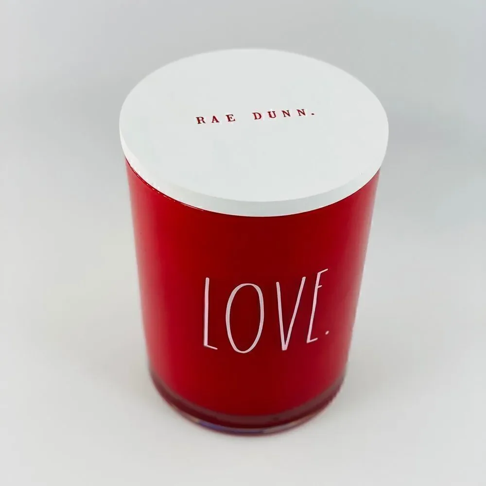 Rae Dunn Glass Red Love Candle